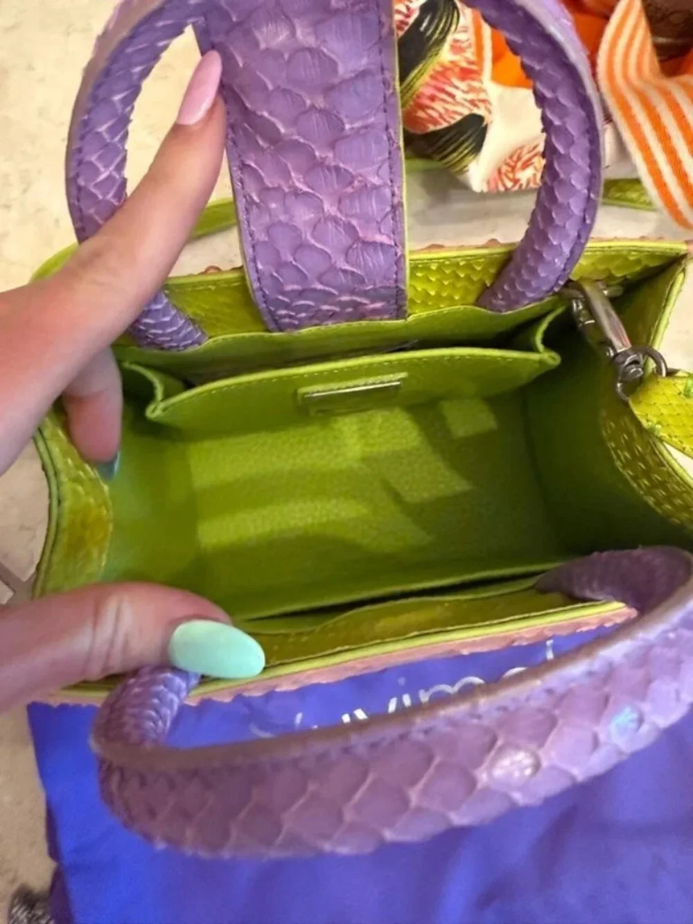 S’uvimol crocodile and Python multi color bag . With card authentic - Picture 7 of 9